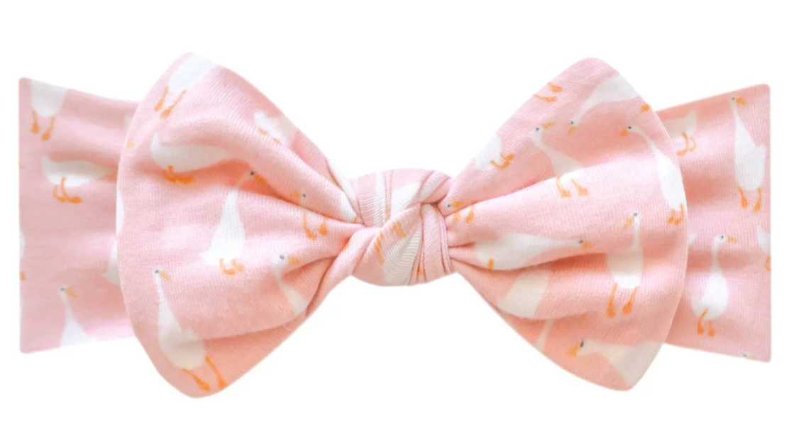 Copper Pearl Knit Headband Bow
