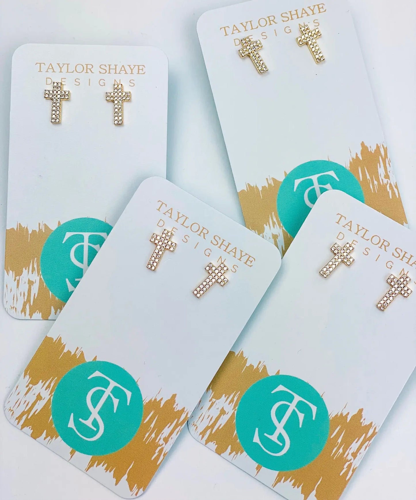 Ruth Crystal Cross Studs