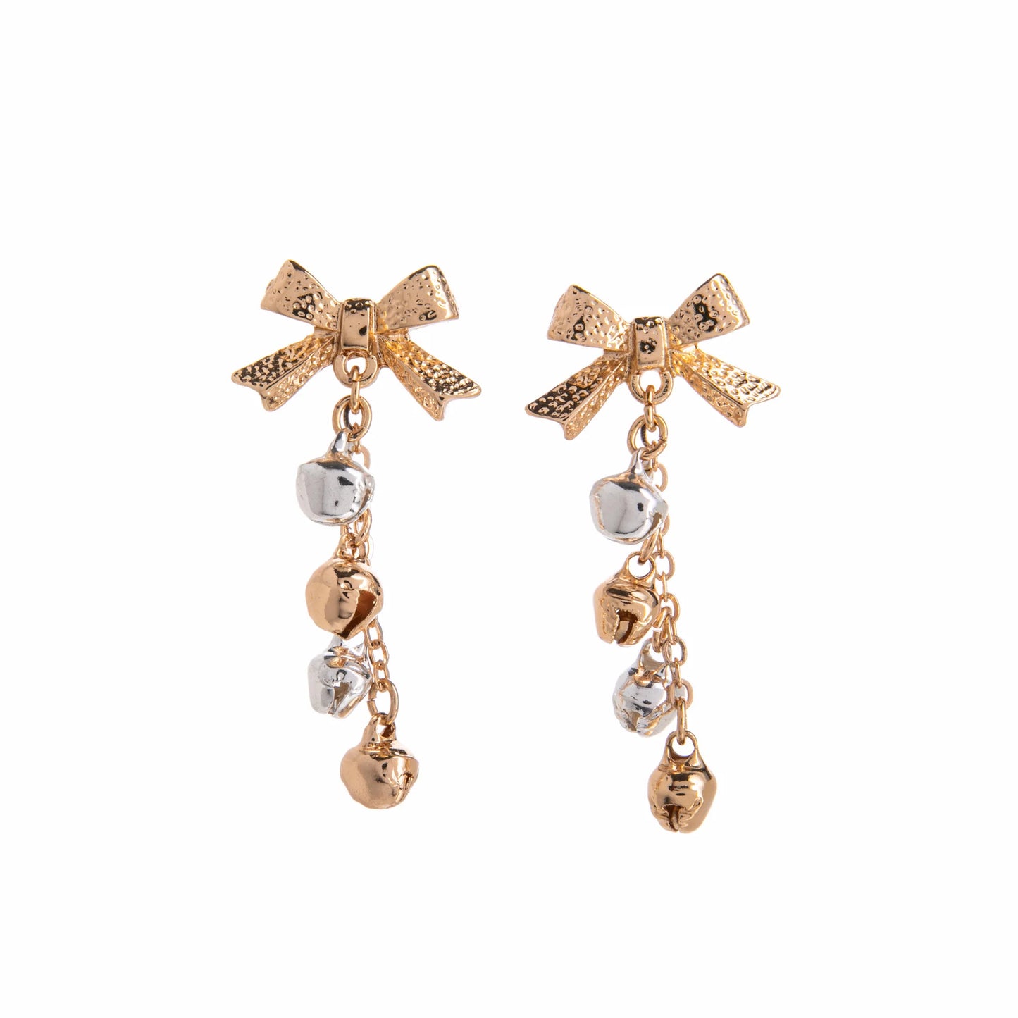 Gold Bows and Bells Earrings