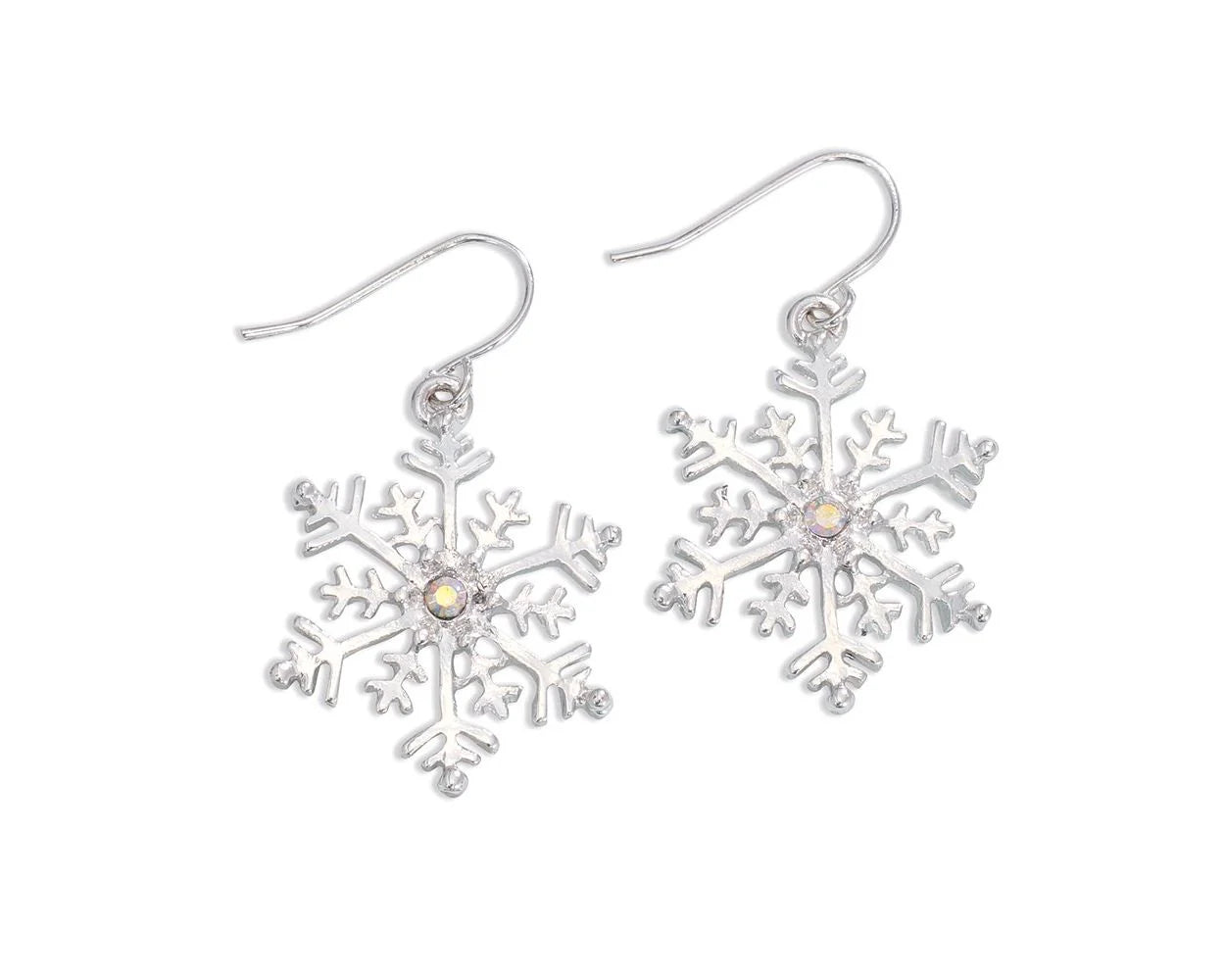 Silver Snowflake Crystal Earrings