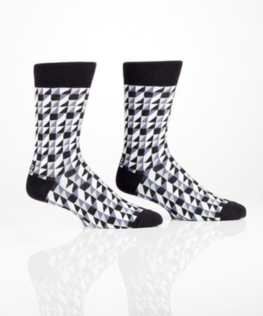 Men's Crew Sock, Black & White Abstract