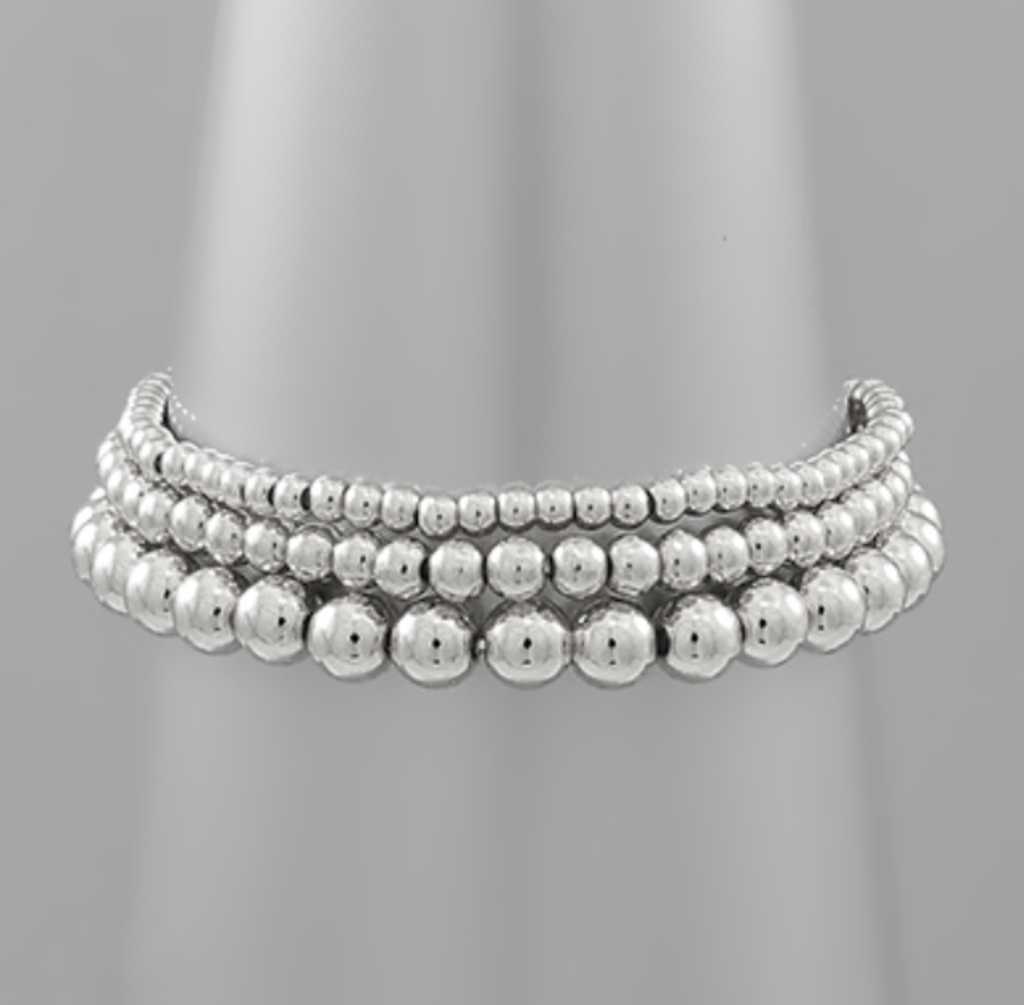 Three Row Metal Ball Bracelet
