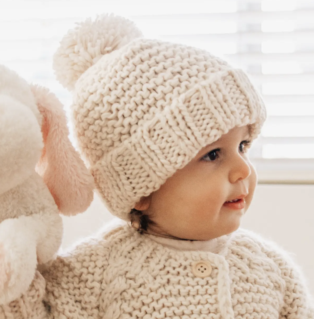 Natural Garter Stitch Beanie