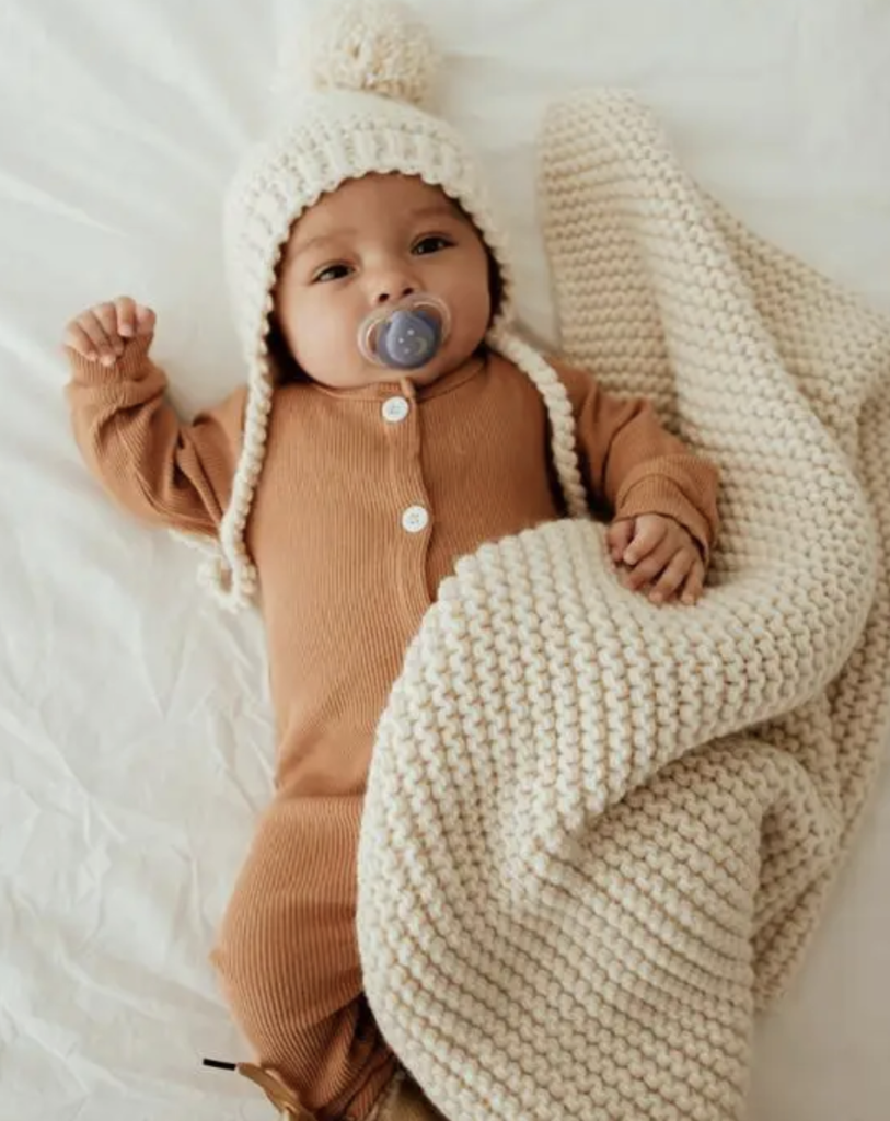 Natural Garter Stitch Blanket- 24"x24"