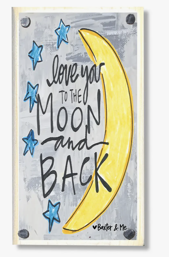 Love You To The Moon & Back Happy Block
