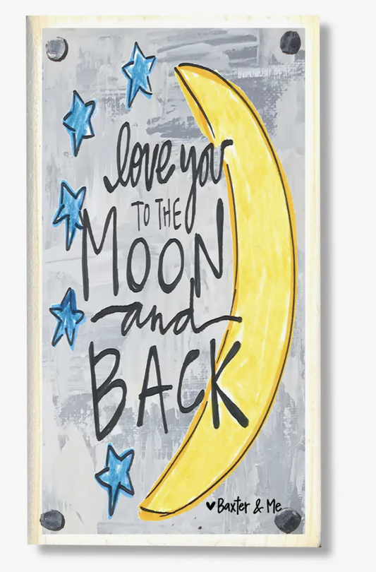 Love You To The Moon & Back Happy Block
