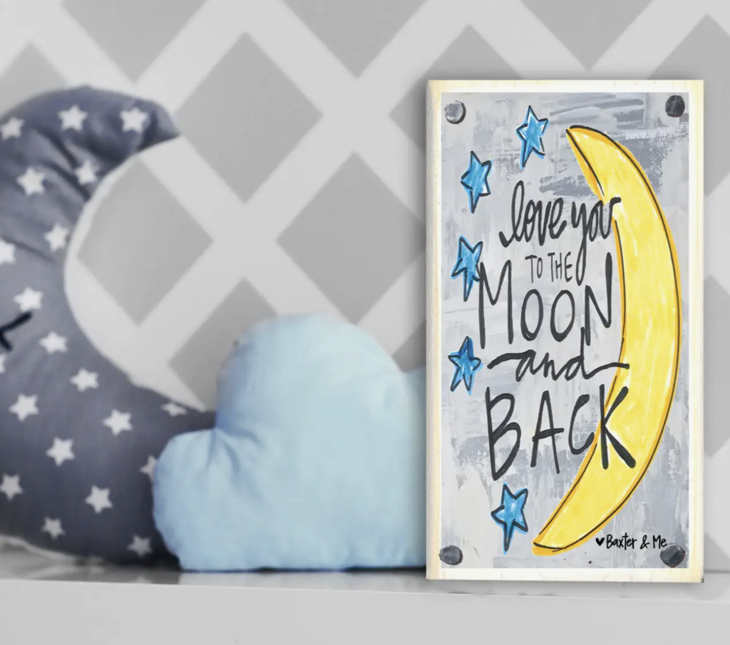 Love You To The Moon & Back Happy Block