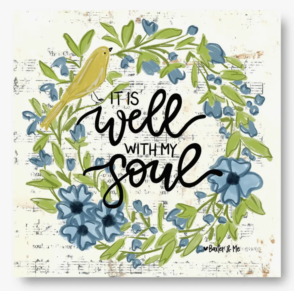It Is Well Yellowbird Wrapped Canvas- 12x12