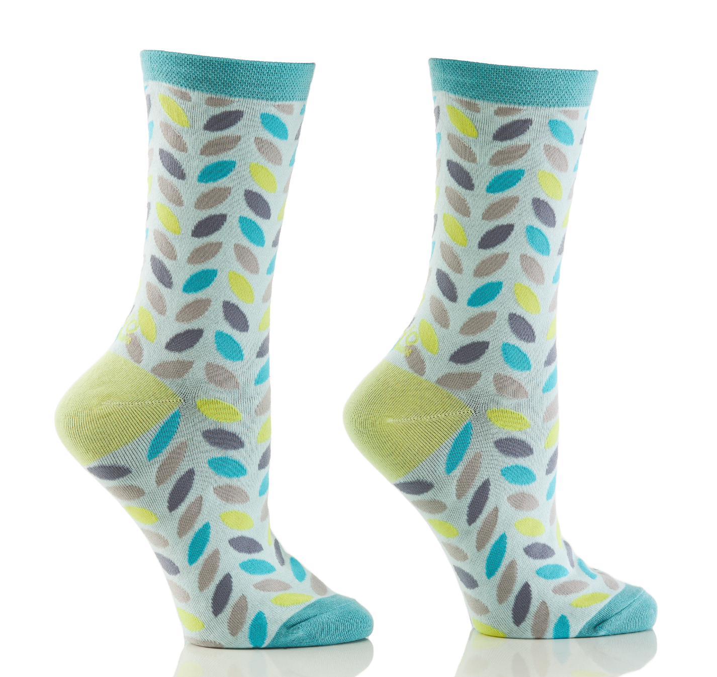 Women's Crew Sock, Geo Leaves
