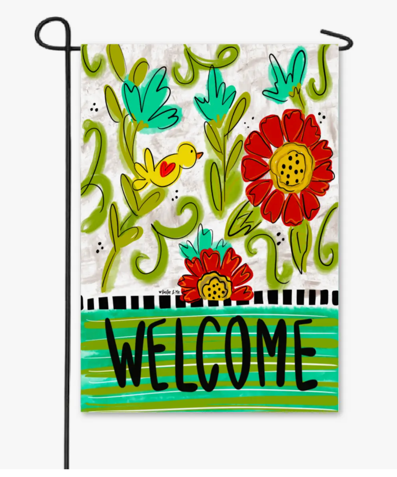 Welcome Bird Floral Garden Flag