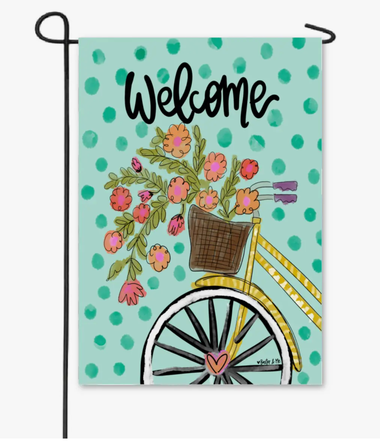 Welcome Yellow Bike Garden Flag