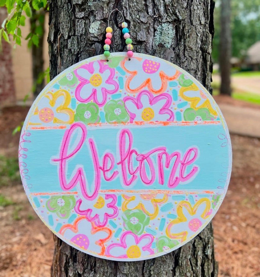 Red,White, and Blue Welcome Door Hanger  $50  6-20-26  10:00-12:00