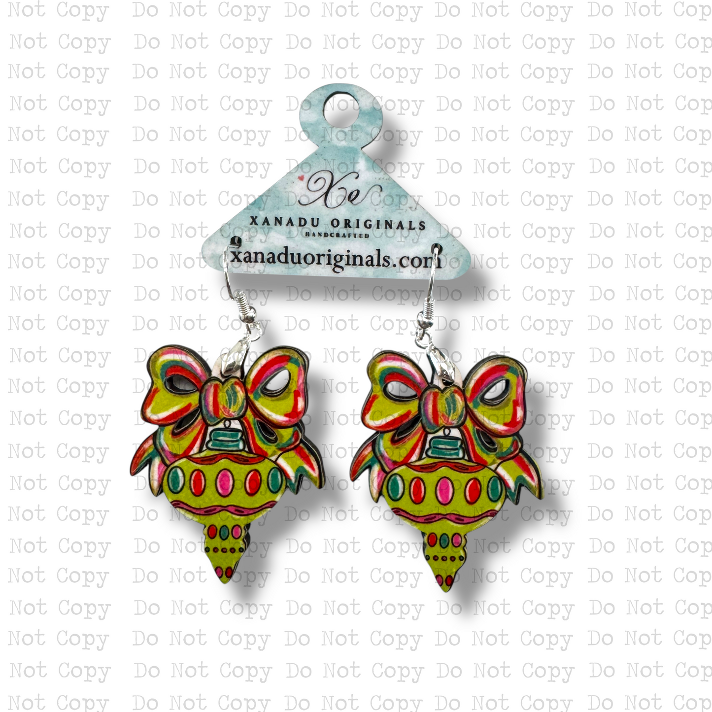 Festive Bow Lime Teardrop Earrings