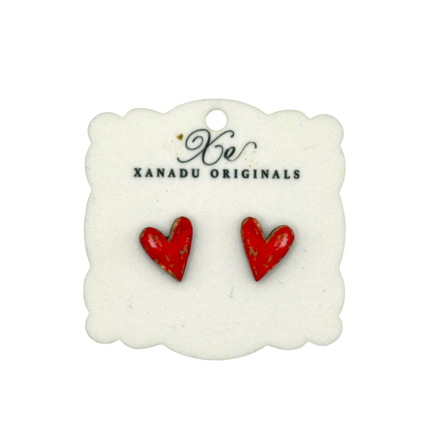 STUD Gold Foiled Red Heart With Post