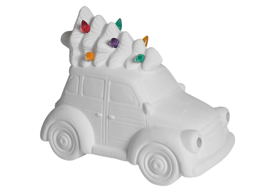Ceramic Lighted Christmas Station Wagon