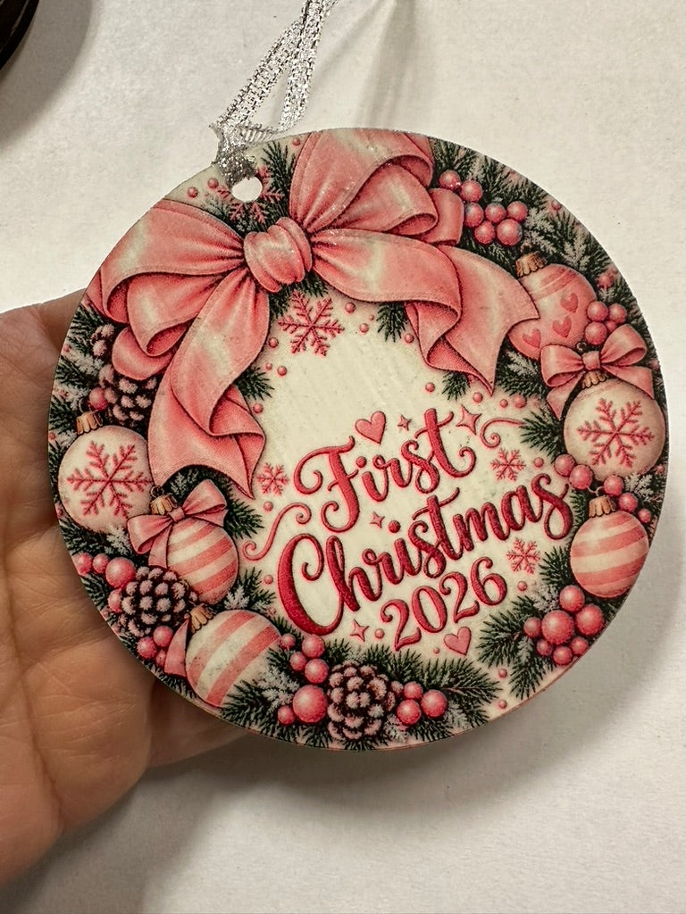 First Christmas 2026 Pink Ornament