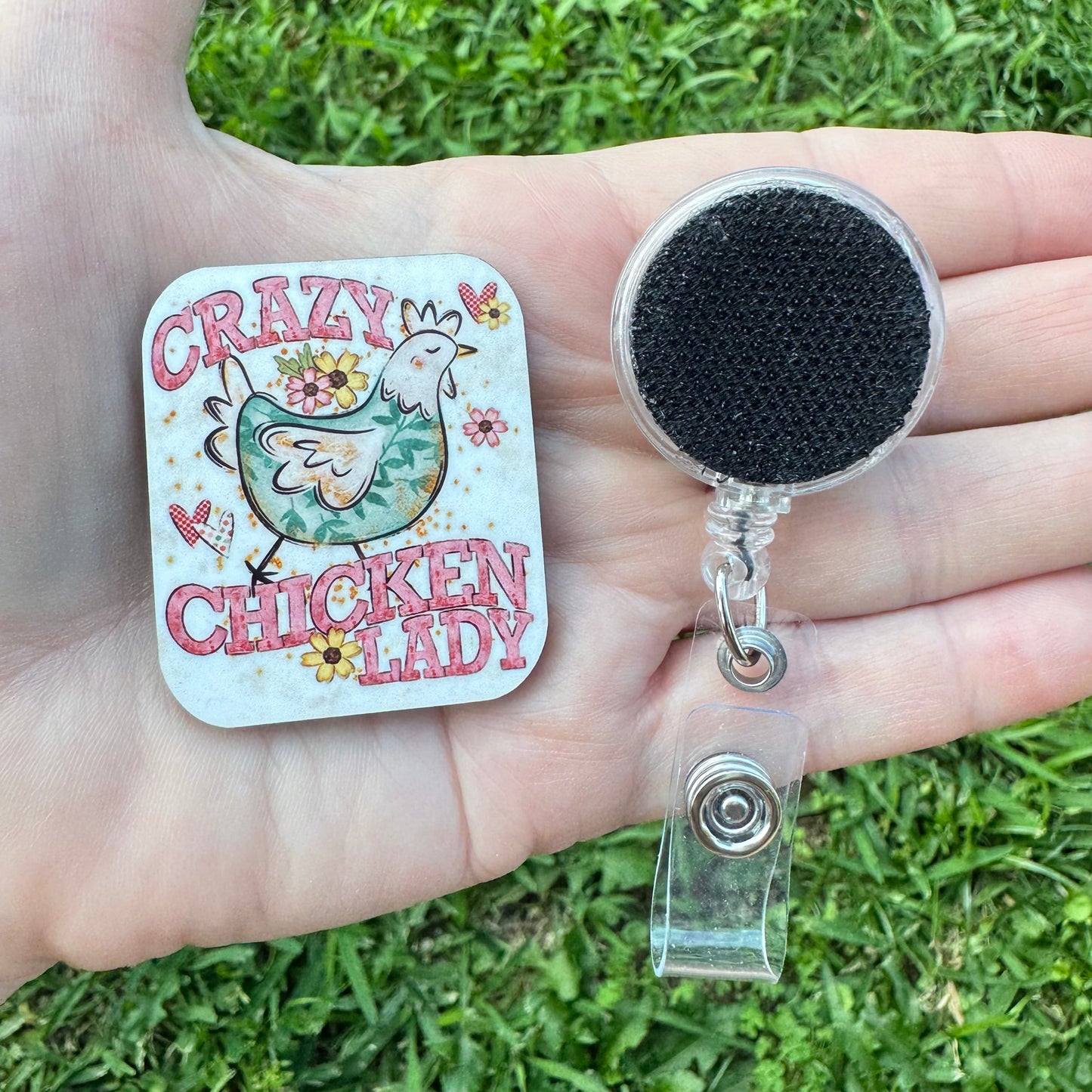 Crazy Chicken Lady Retractable Badge Reel