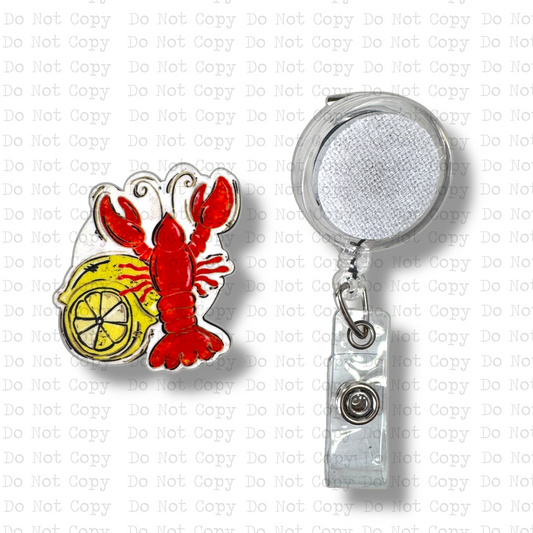 Lemon Crawfish Interchangeable Badge Button with Reel Option