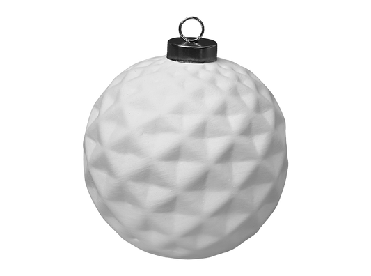 Ceramic Faceted Silver Cap Ball Ornament