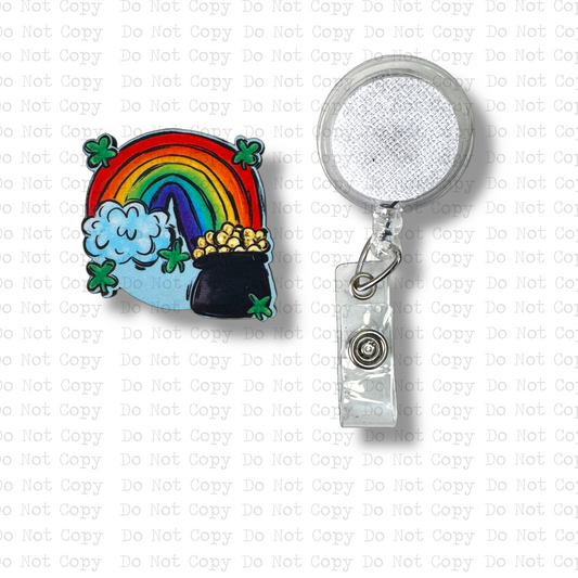 Pot Of Gold Interchangeable Badge Button with Reel Option
