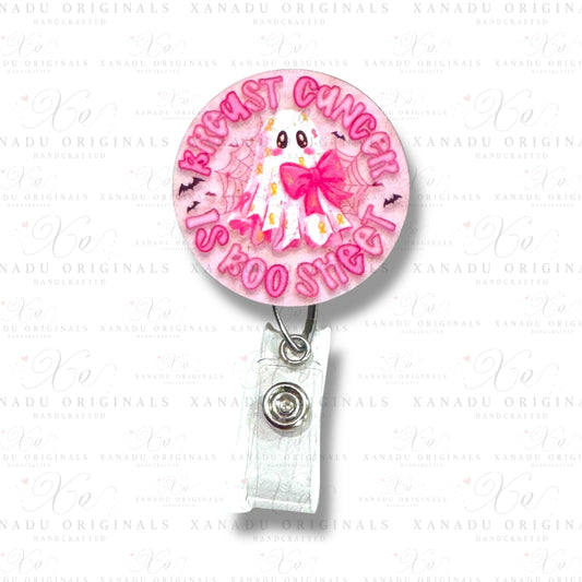 Breast Cancer is Boo Sheet Interchangeable Badge Button with Reel Option