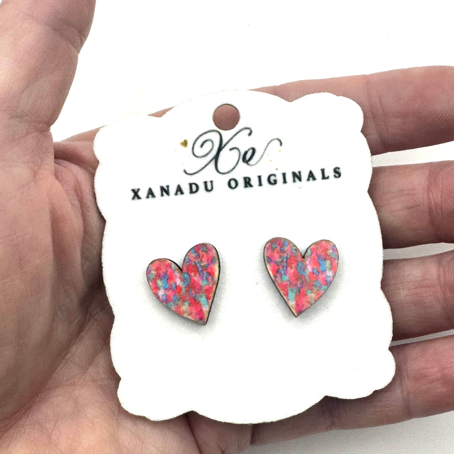 STUD Gold Foil Painted Pink Heart with Post