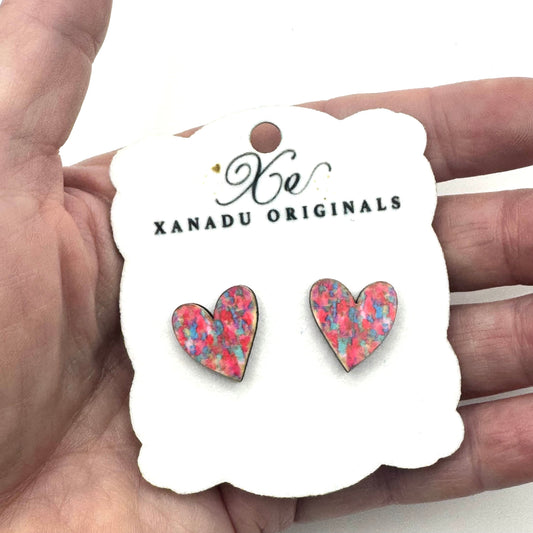 STUD Gold Foil Painted Pink Heart with Post