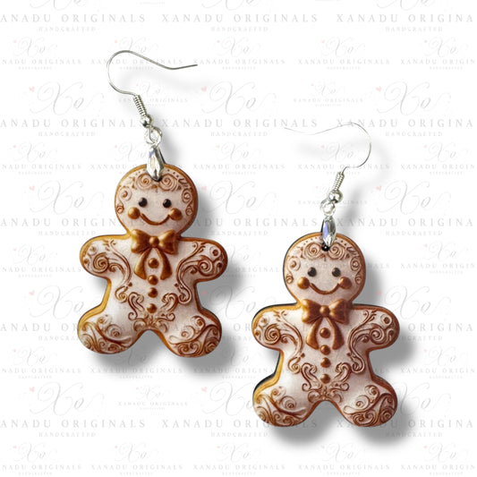 Gold and White Gingerbread Earrings