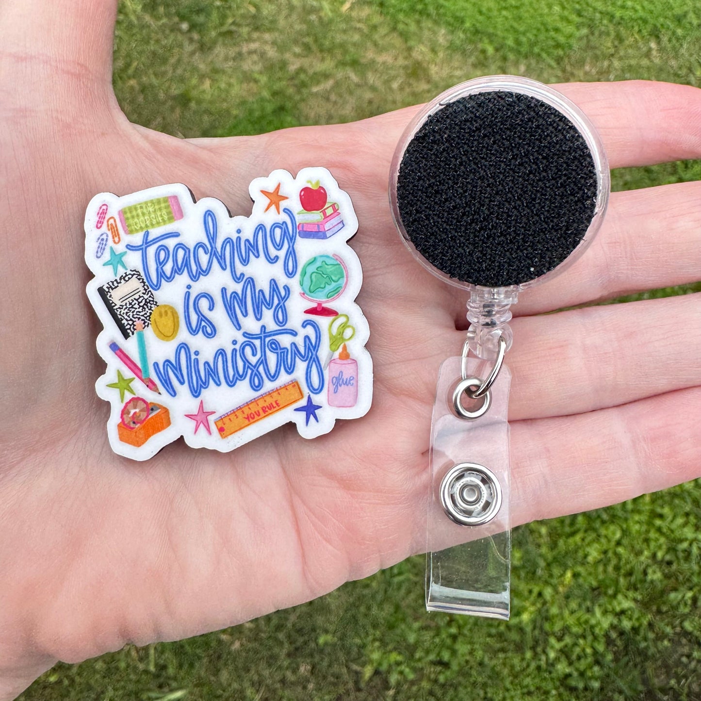 Teaching Is My Ministry Interchangeable Badge Button with Reel Option