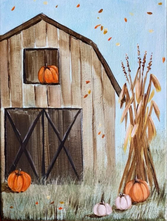 Fall Barn Painting Class $35 9-22-25 6:00-8:00