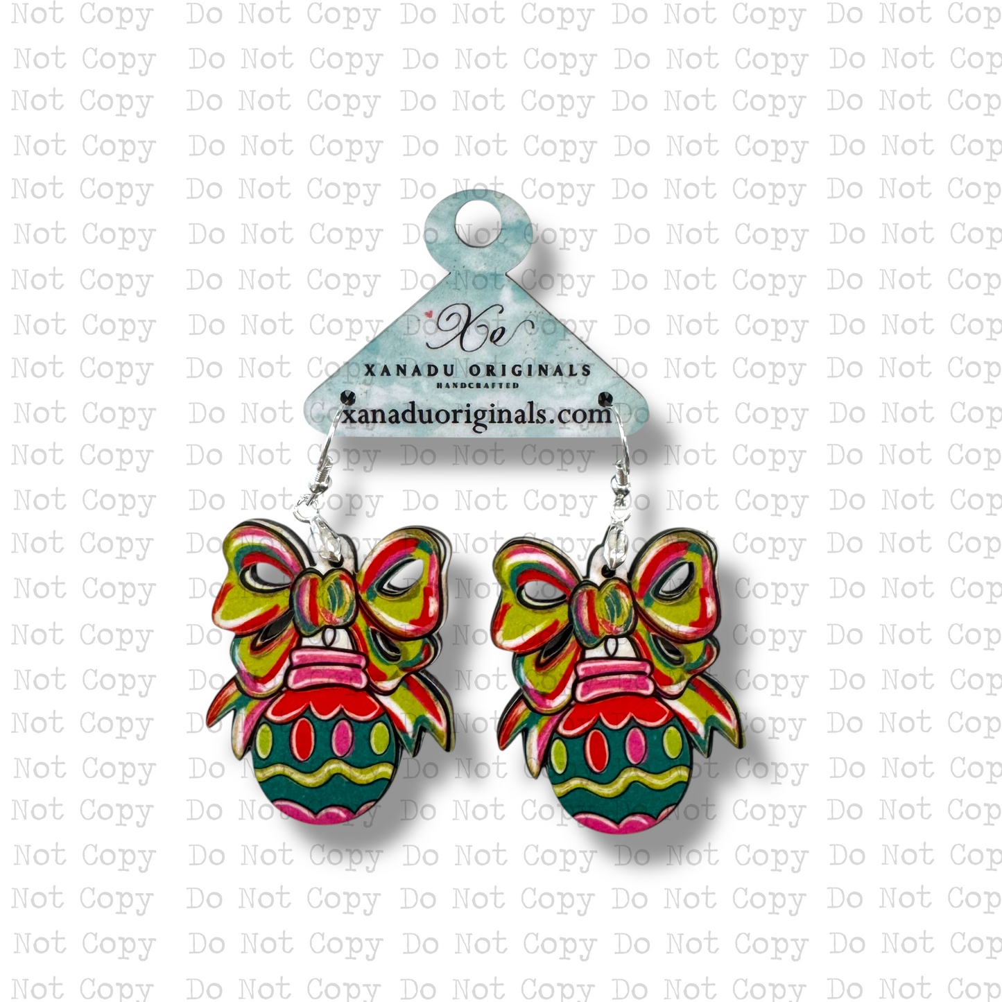 Festive Bow Green Globe Earrings