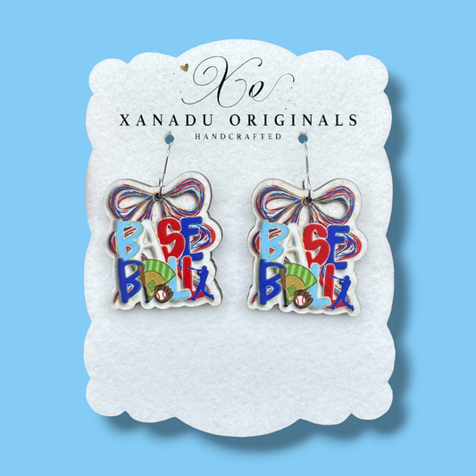 Baseball Coquette Watercolor Earrings