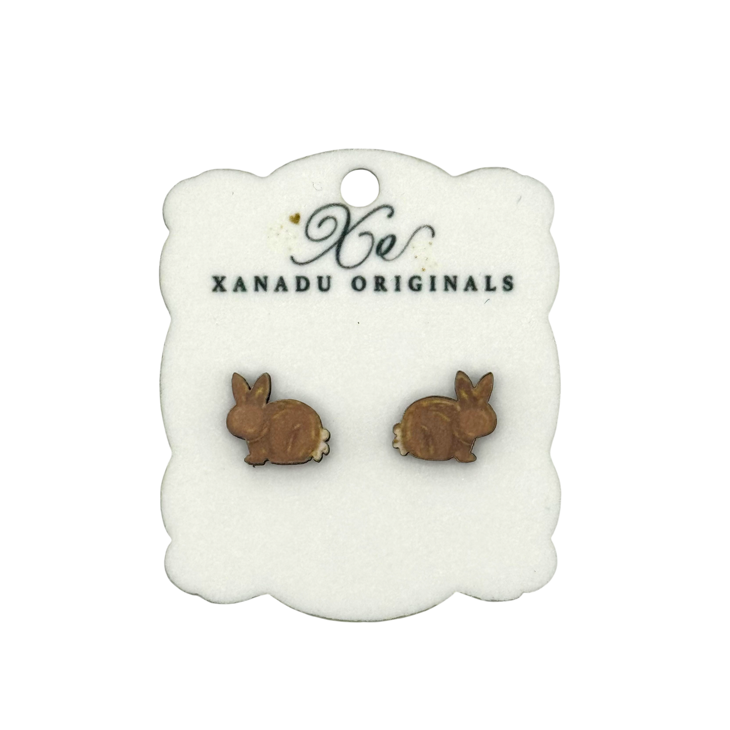 STUD Hand Drawn Brown Bunny With Post