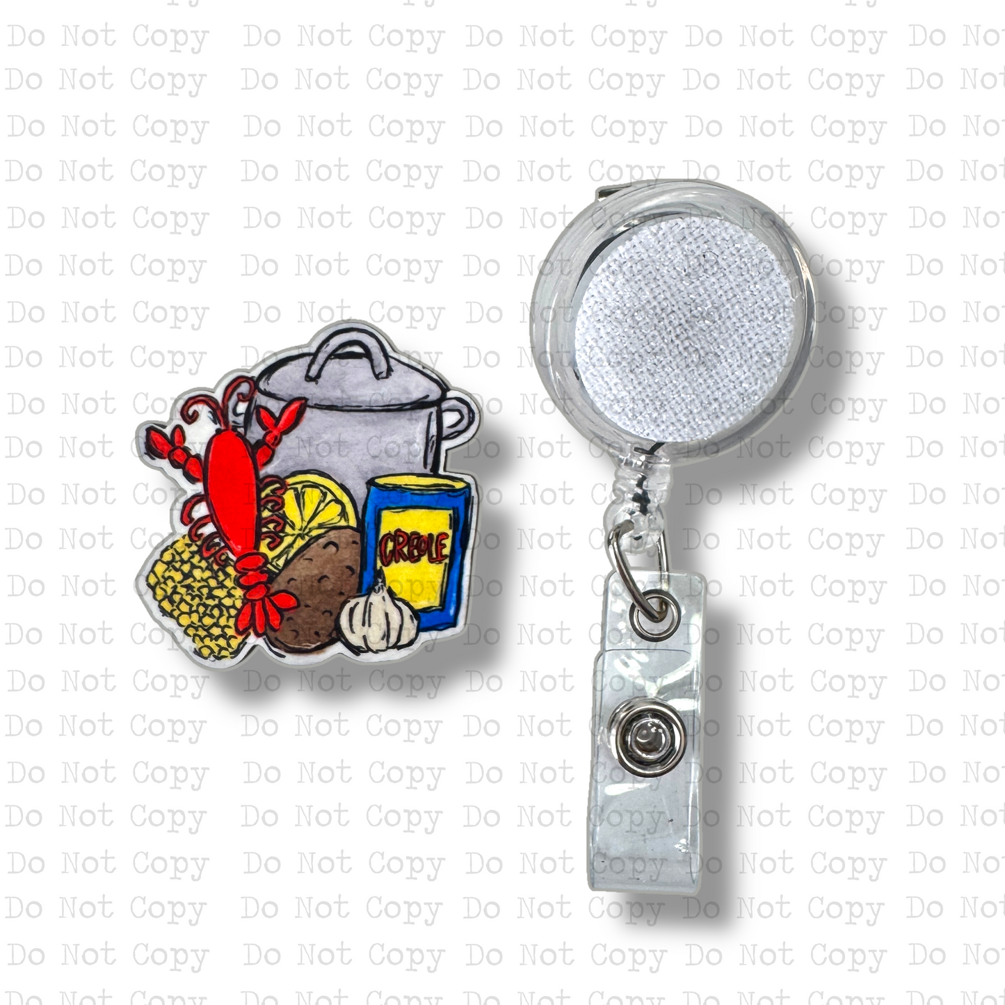 Crawfish Boil Interchangeable Badge Button with Reel Option