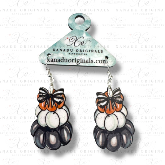 Black and White Pumpkin Stack Earrings