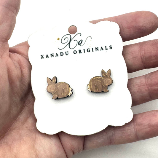 STUD Hand Drawn Brown Bunny With Post