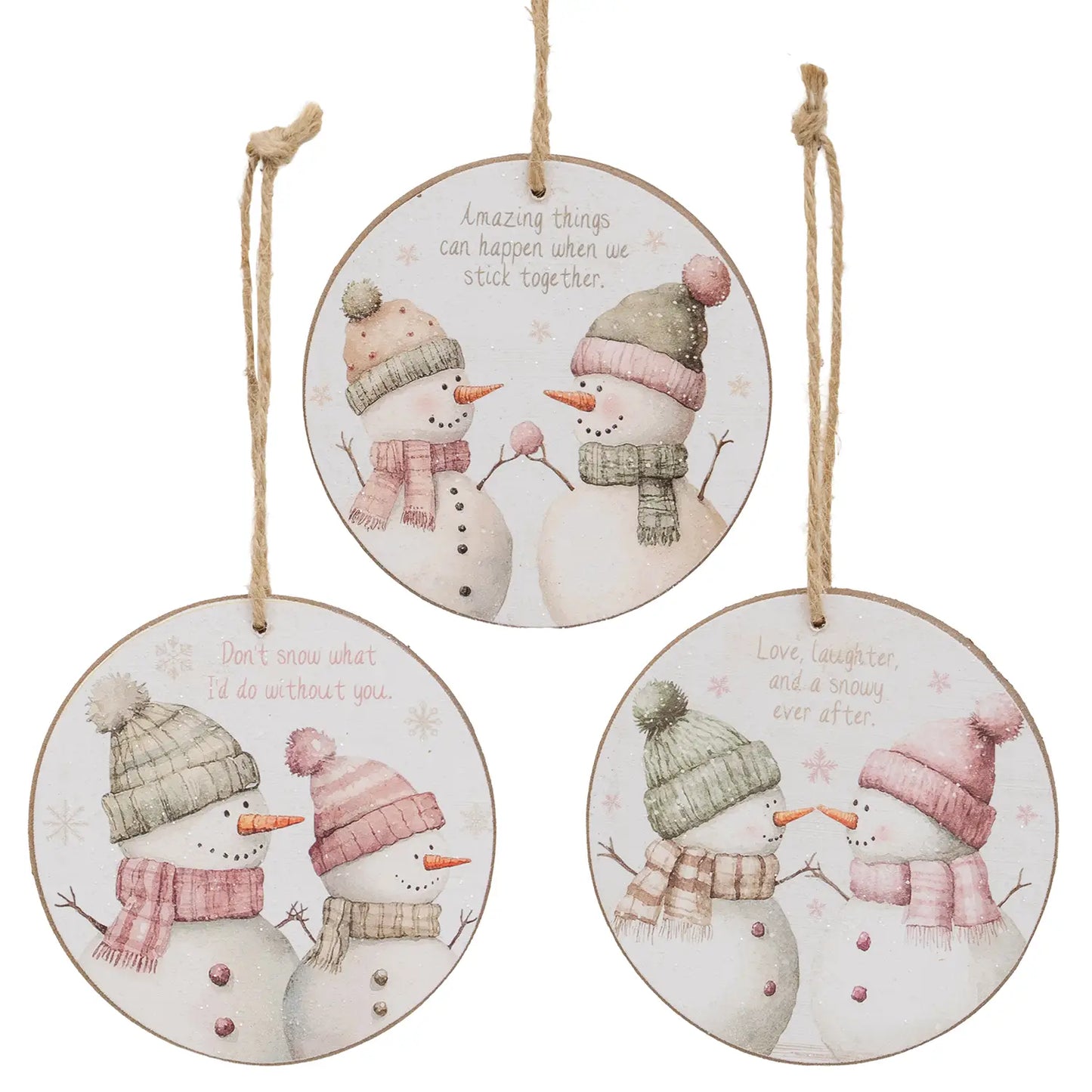 Snowy Ever After Pastel Snowman Ornament