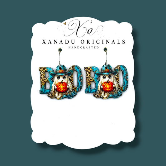 Boo Cowboy Ghost Dangle Earrings