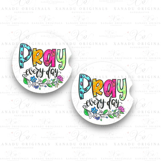 Pray Every Day Ceramic Car Coasters - 1