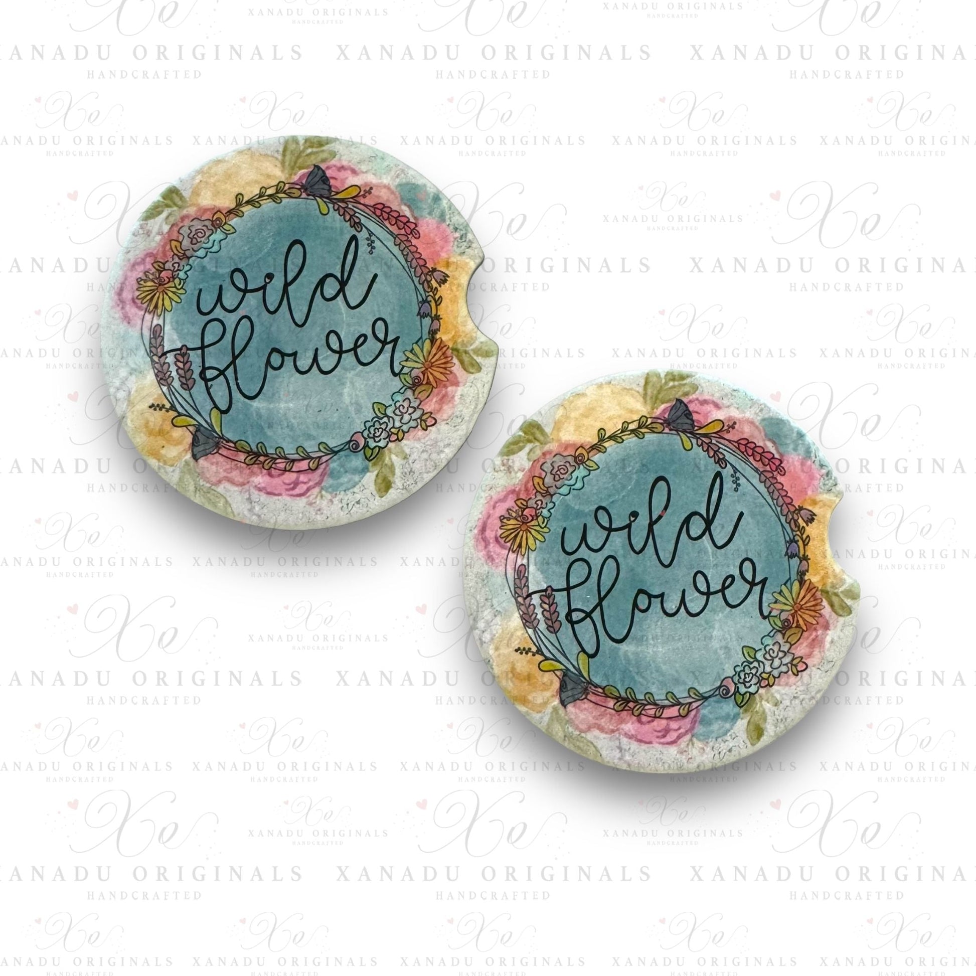 Wild Flower Ceramic Car Coasters - 1