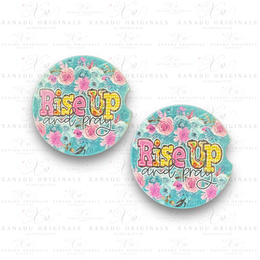 Rise Up And Pray Ceramic Car Coasters - 1