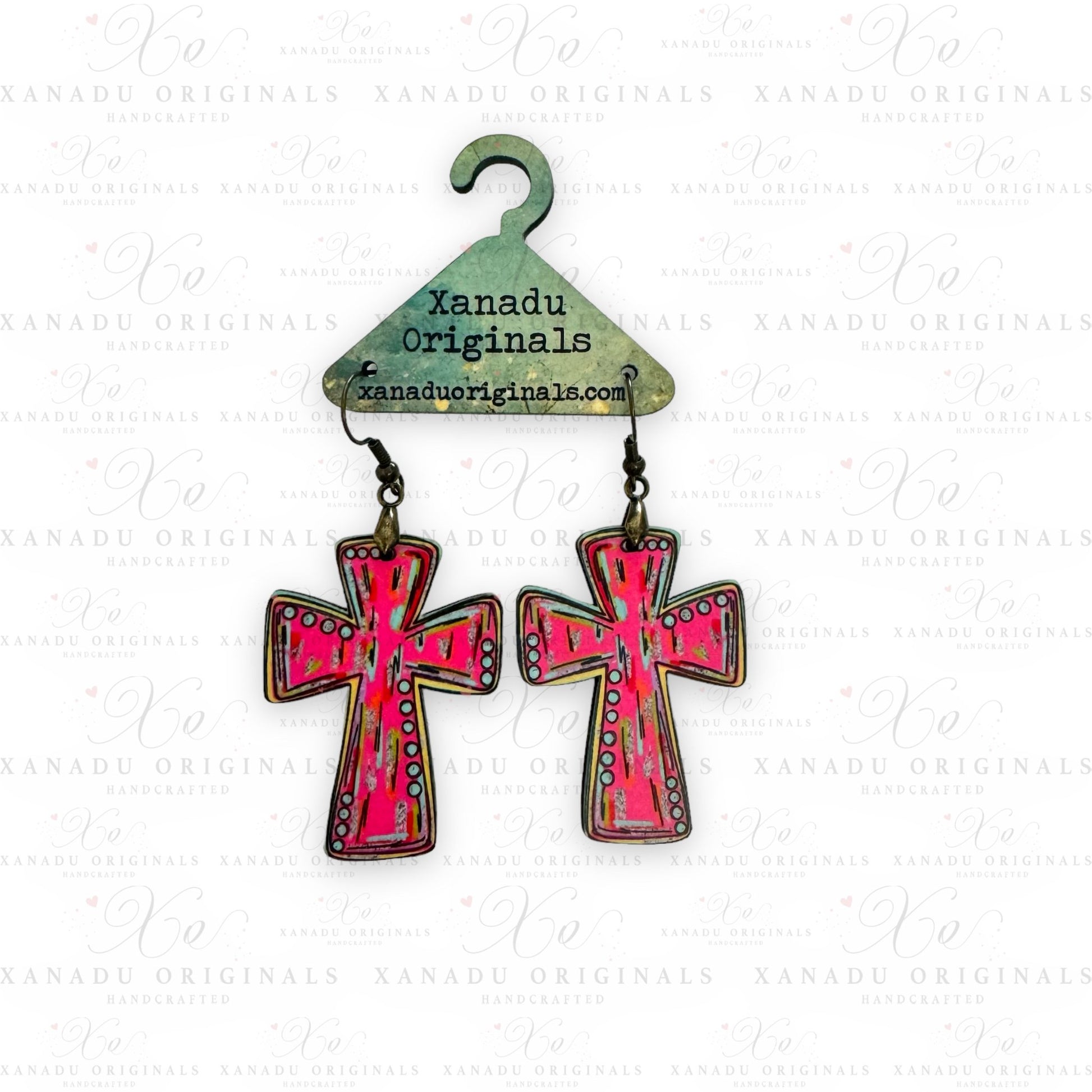 Pink Cross Earrings - 1