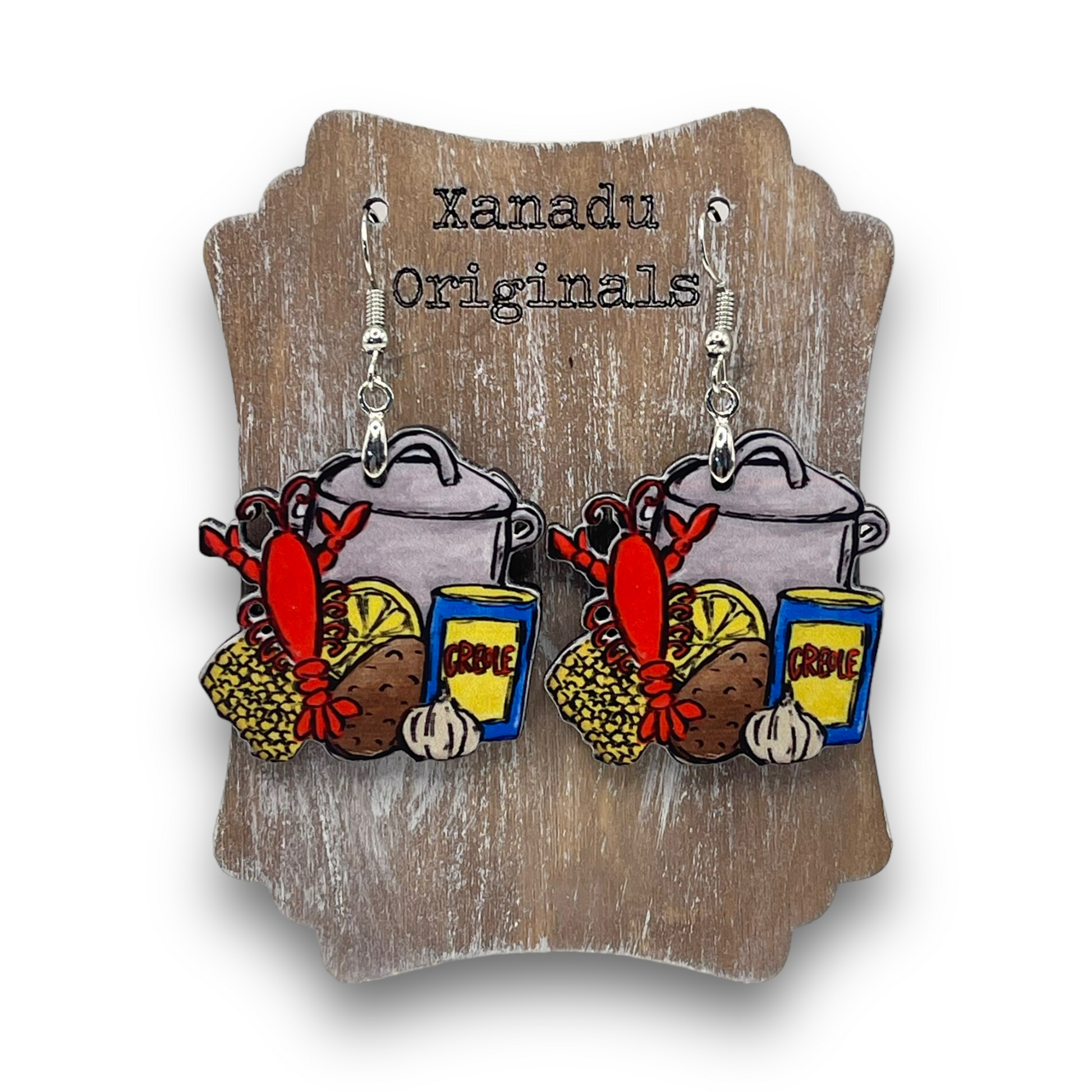 Crawfish Pot Shaped Earrings - 1