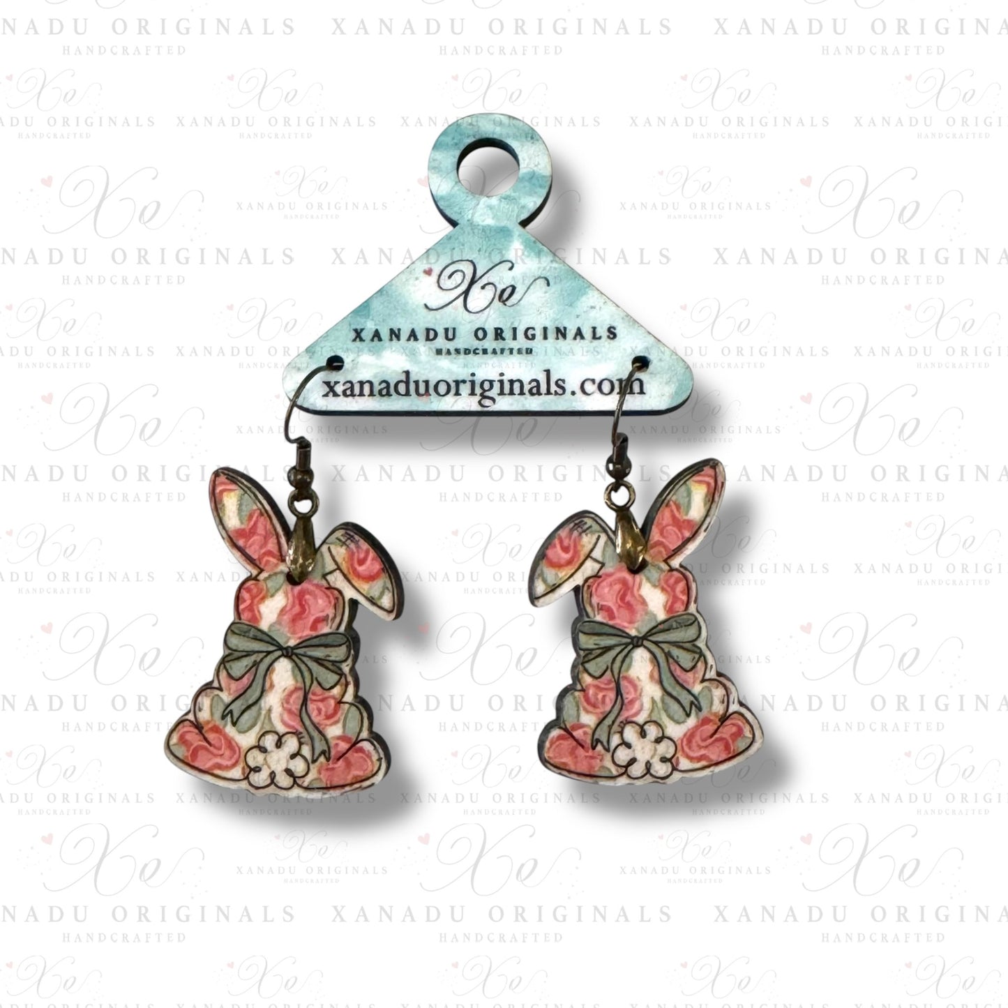 Painted Floral Bunny Earrings - 1