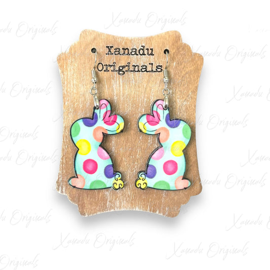 Colorful Polkadot Bunny Earrings - 1
