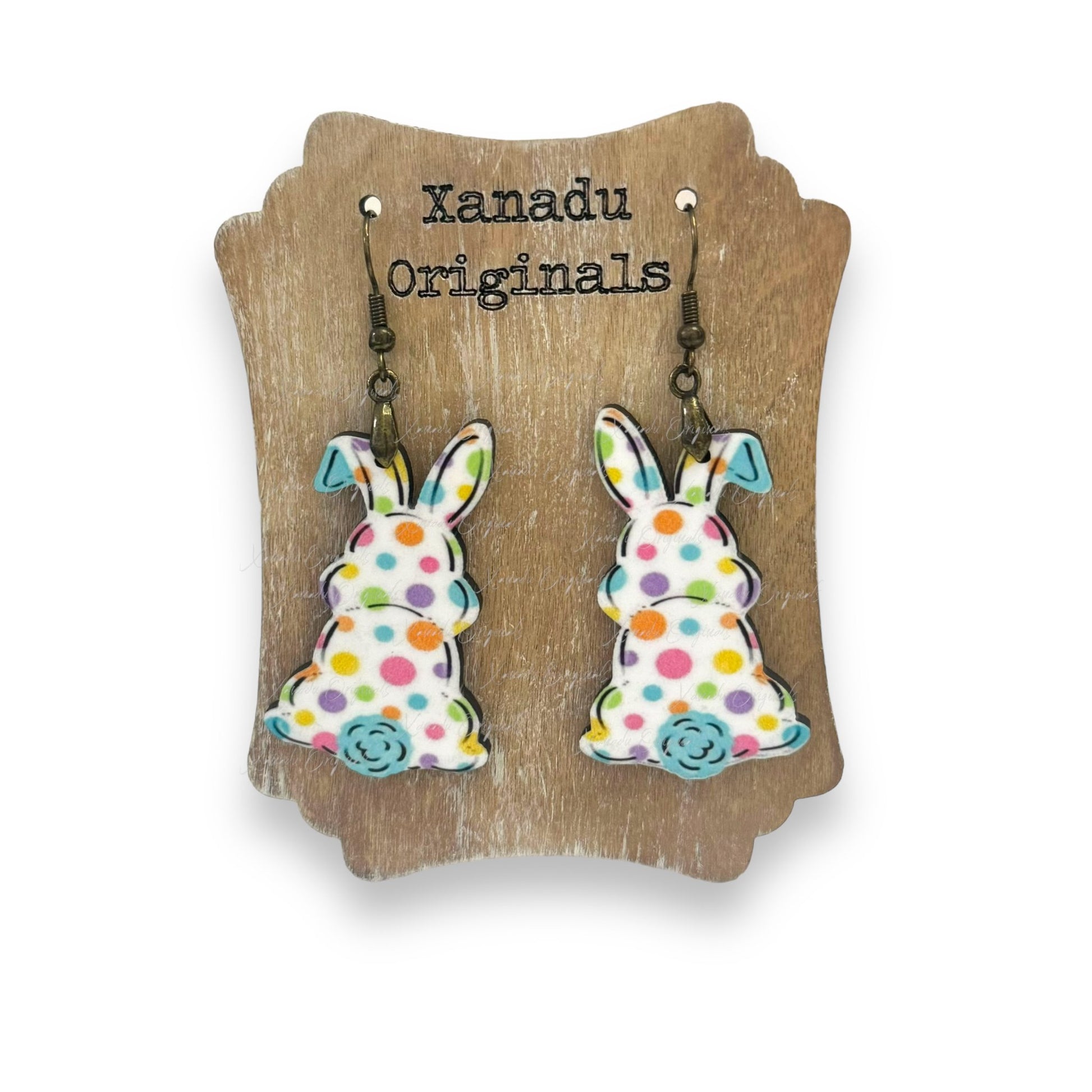Polkadot White Bunny Earrings - 1