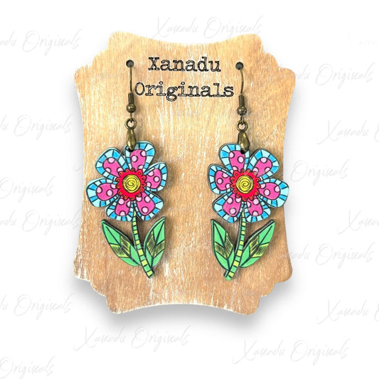 Whimsical Flower Earrings - 1