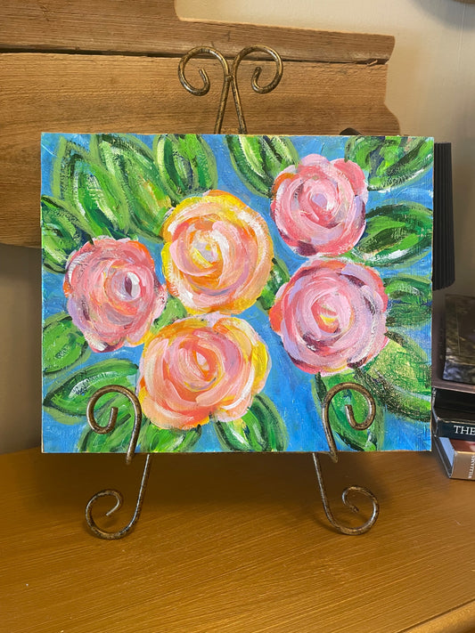 Abstract flower painting with stand