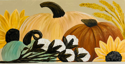 Pumpkin and Cotton Canvas Painting Class  $35 10-10-23  6:30-8:30