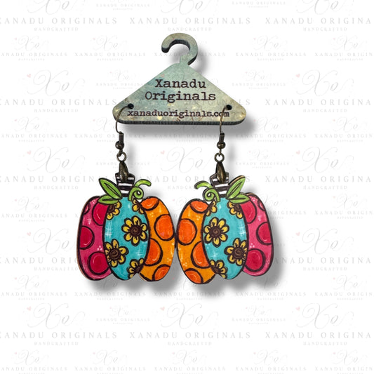 Whimsy Flower Pumpkin Earrings